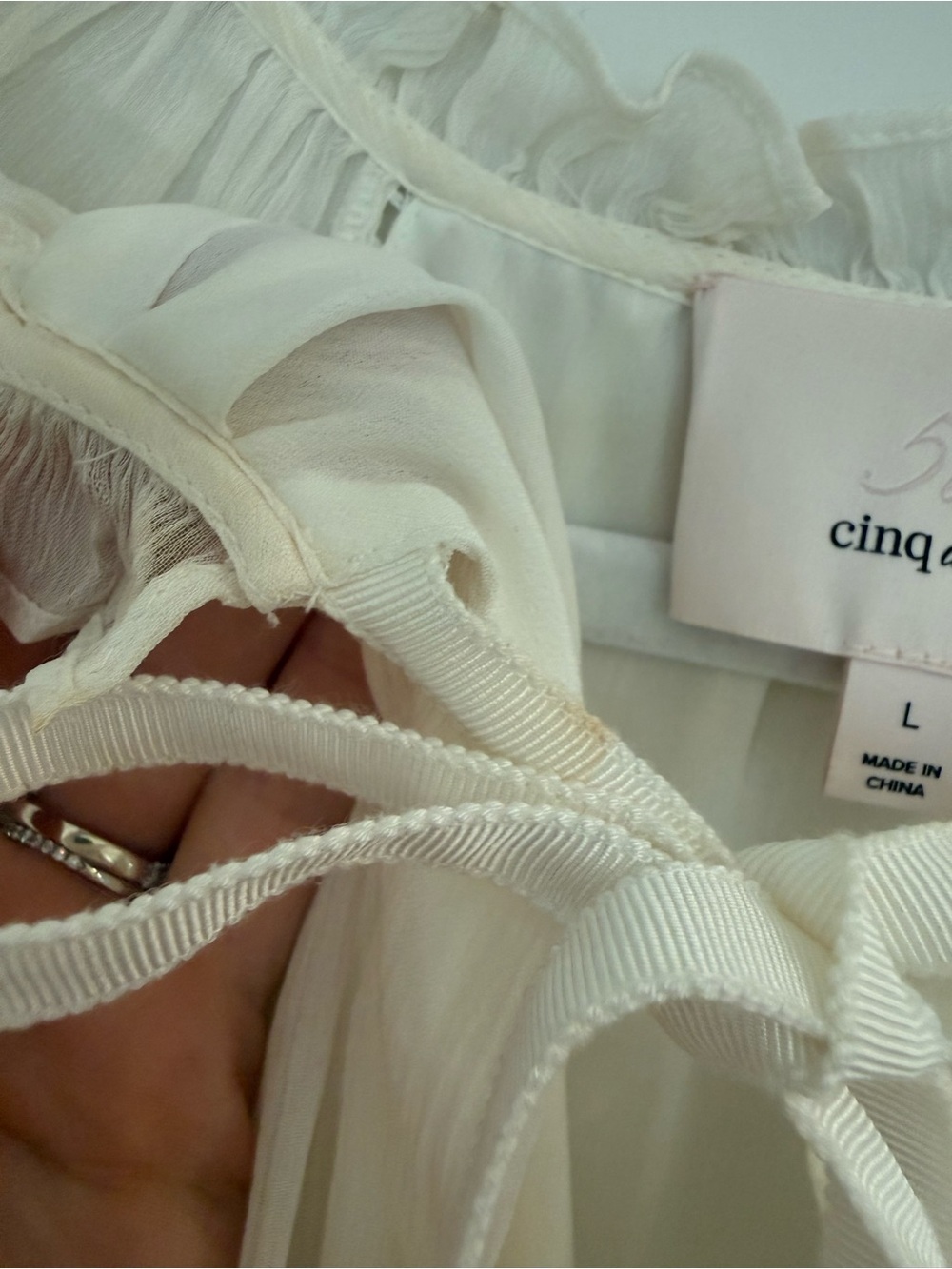 Cinq a Sept White Romy Silk Bell Sleeve Peasant Blouse - Picture 8 of 8